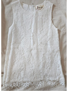 Doe A Dear Toddler Girls 6T Sleeveless White Lace Shift Dress